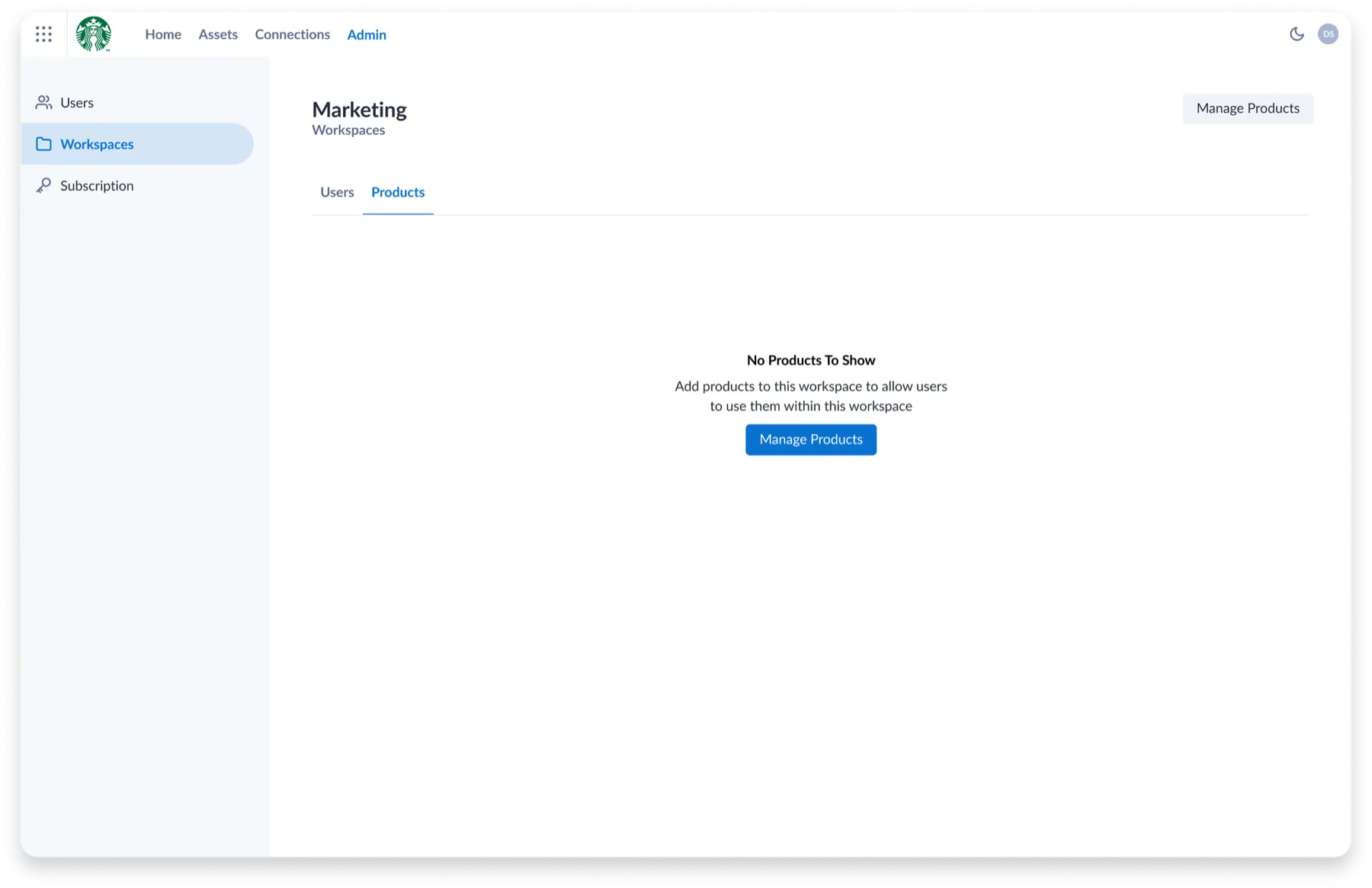 Admin portal screen