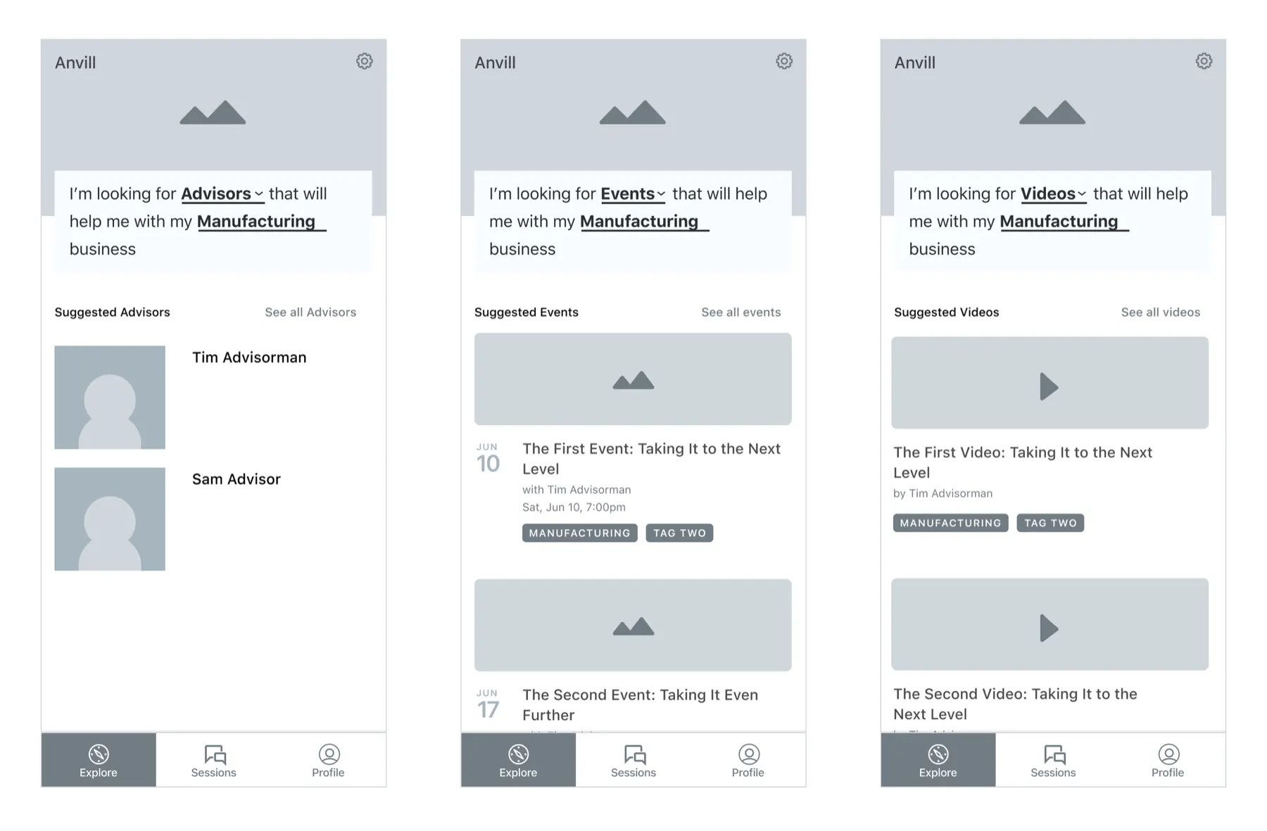 First version of the app focused on discovery