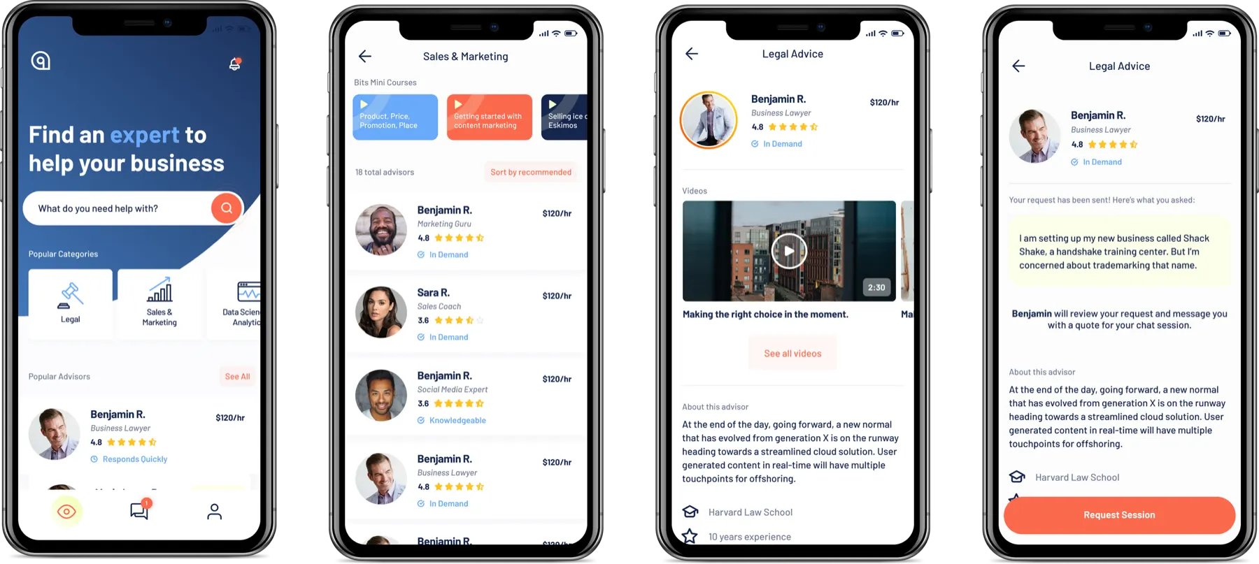 High-fidelity flow for finding an advisor