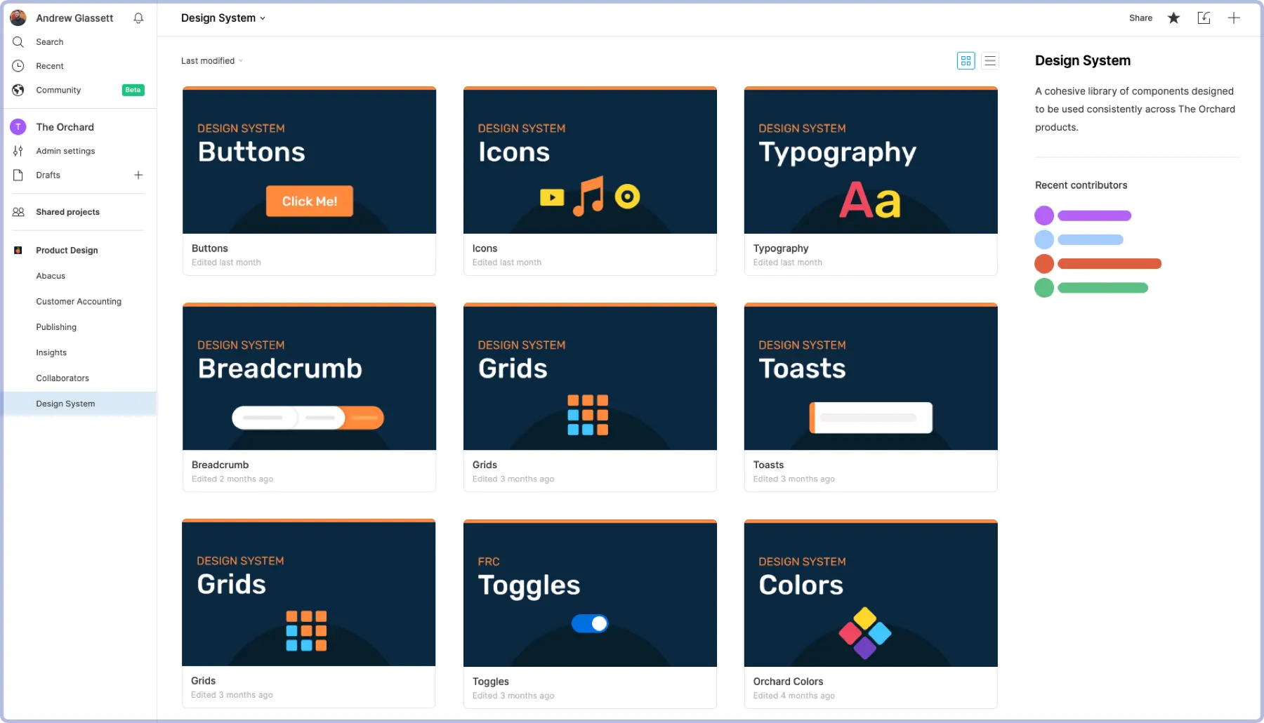 Organized Figma library with thumbnails