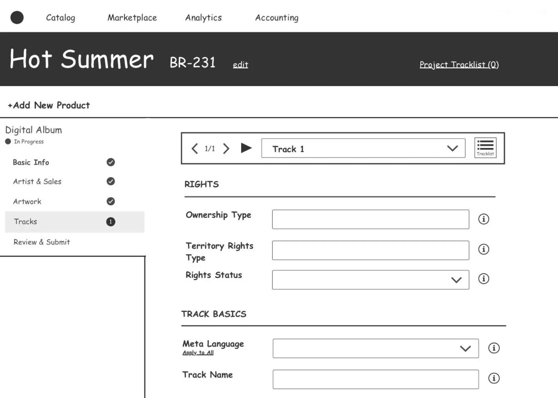 Release builder wireframes