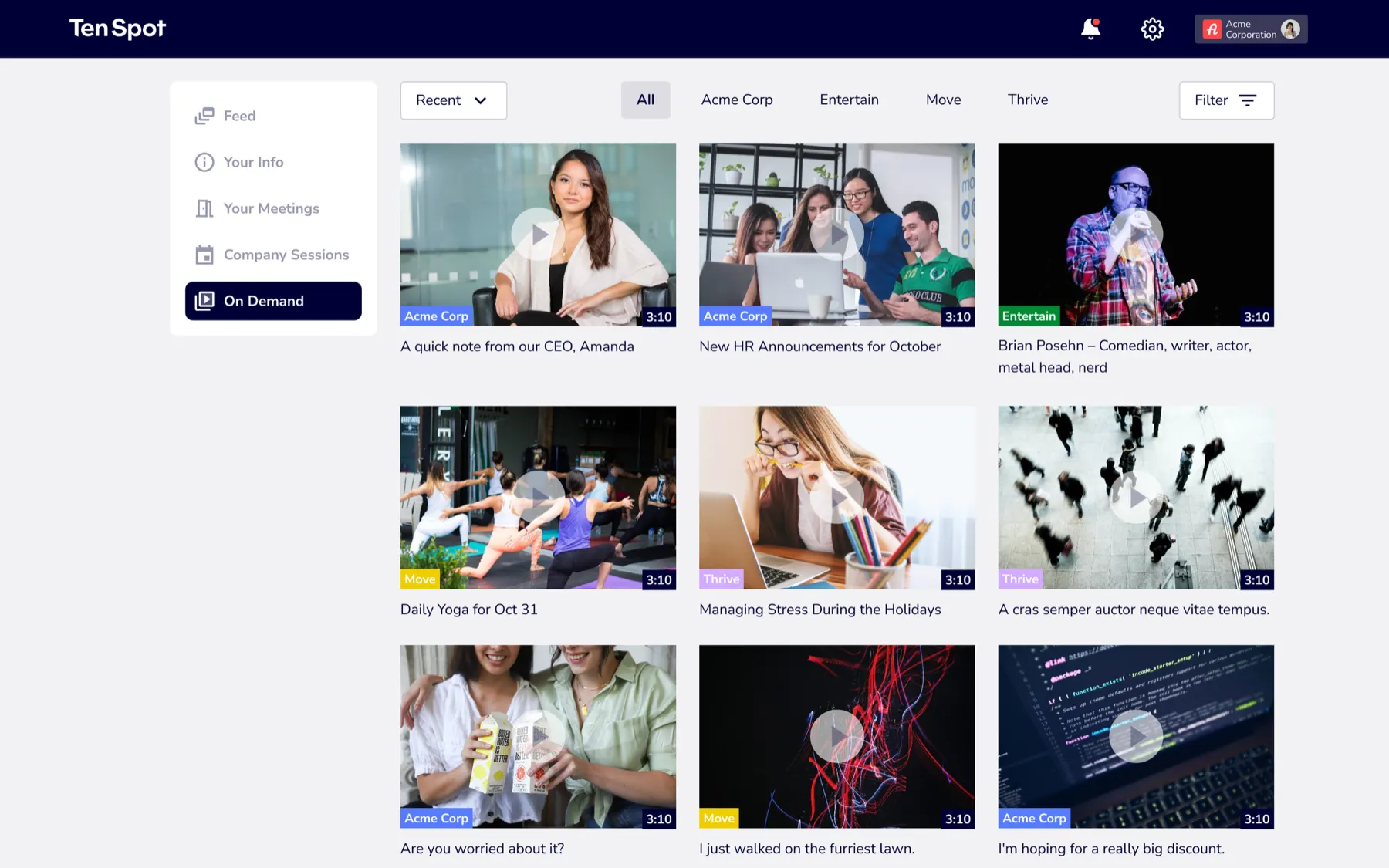On-demand video library
