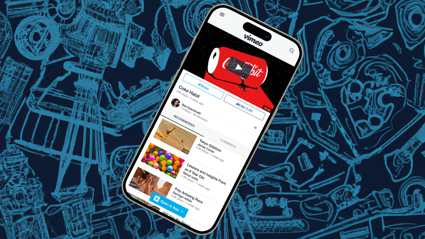 Redesigned Vimeo mobile clip page