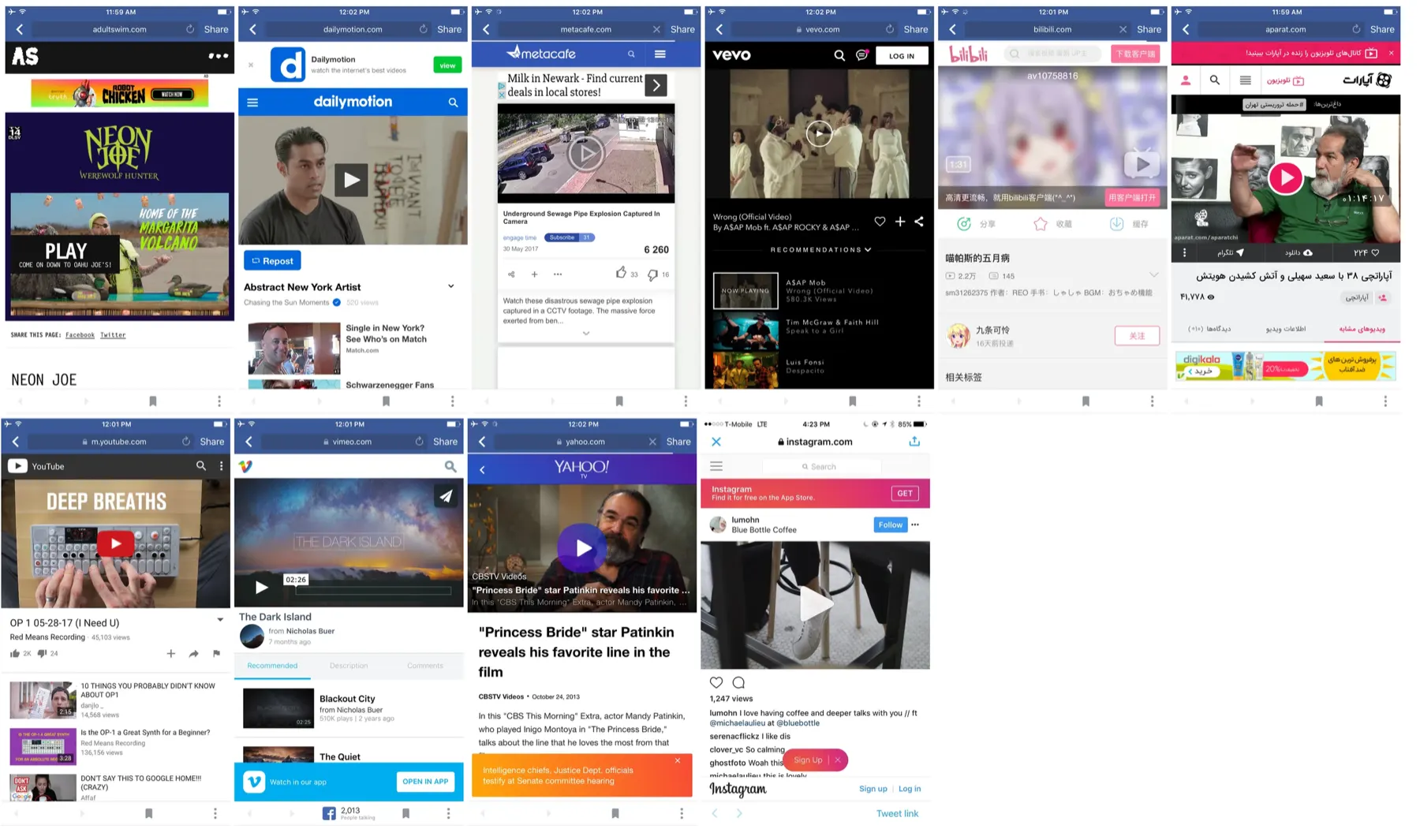 Play buttons from many video products