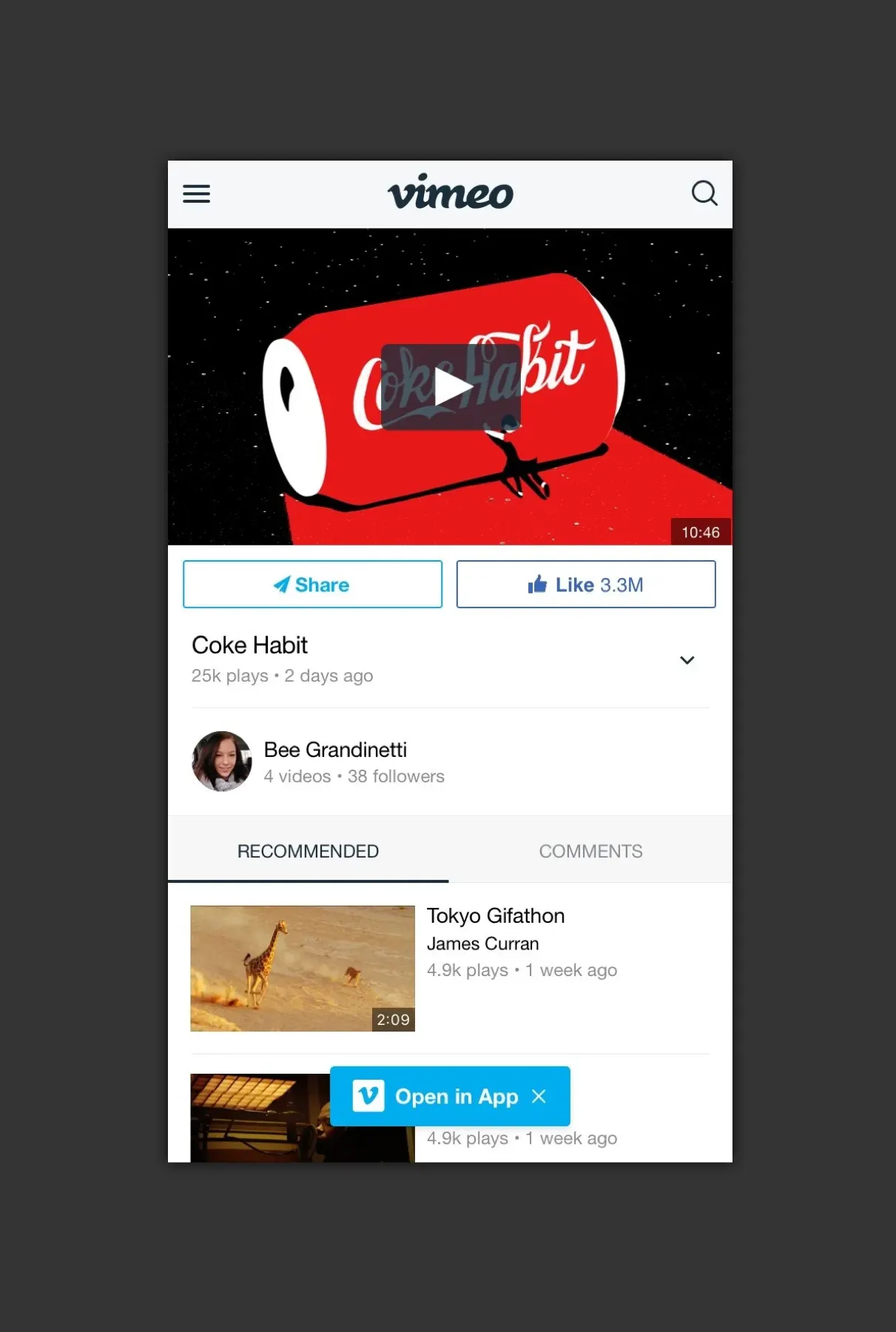 Redesigned clip page from Facebook